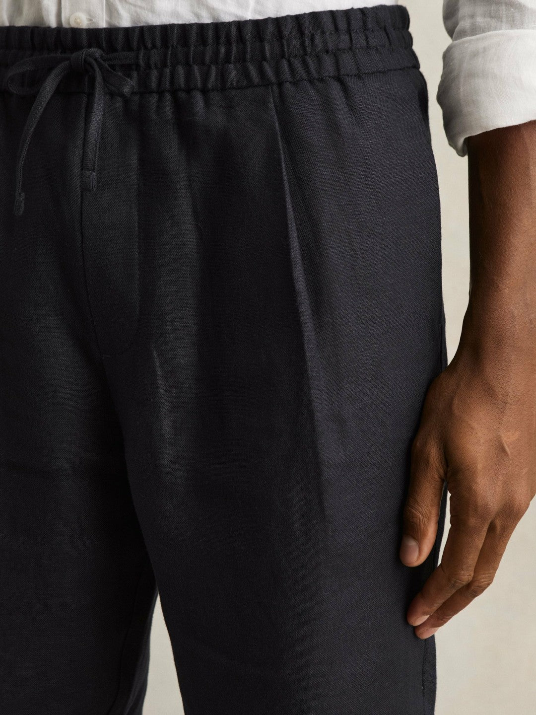 Linen Drawstring Shorts Navy | Men