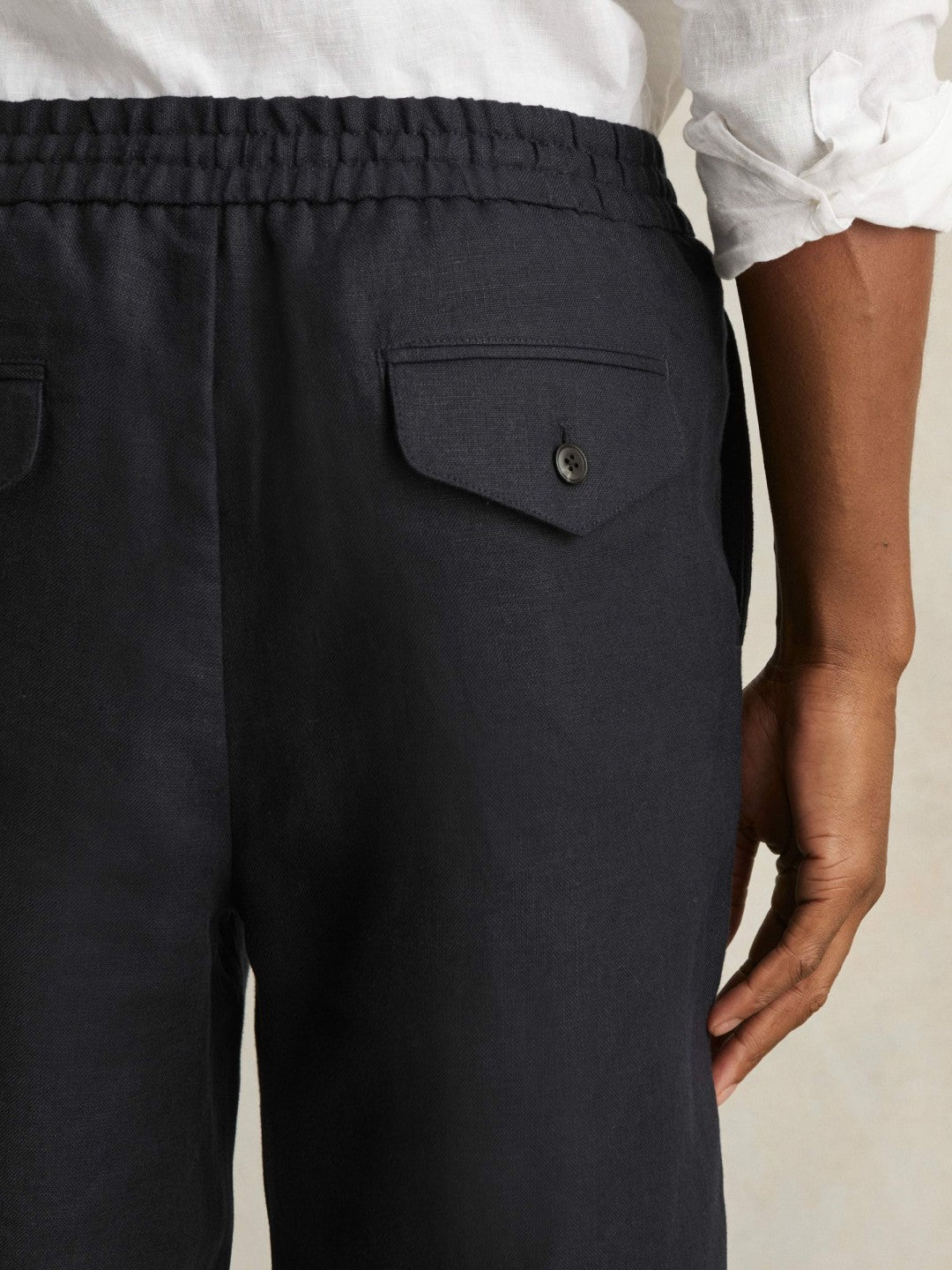 Linen Drawstring Shorts Navy | Men