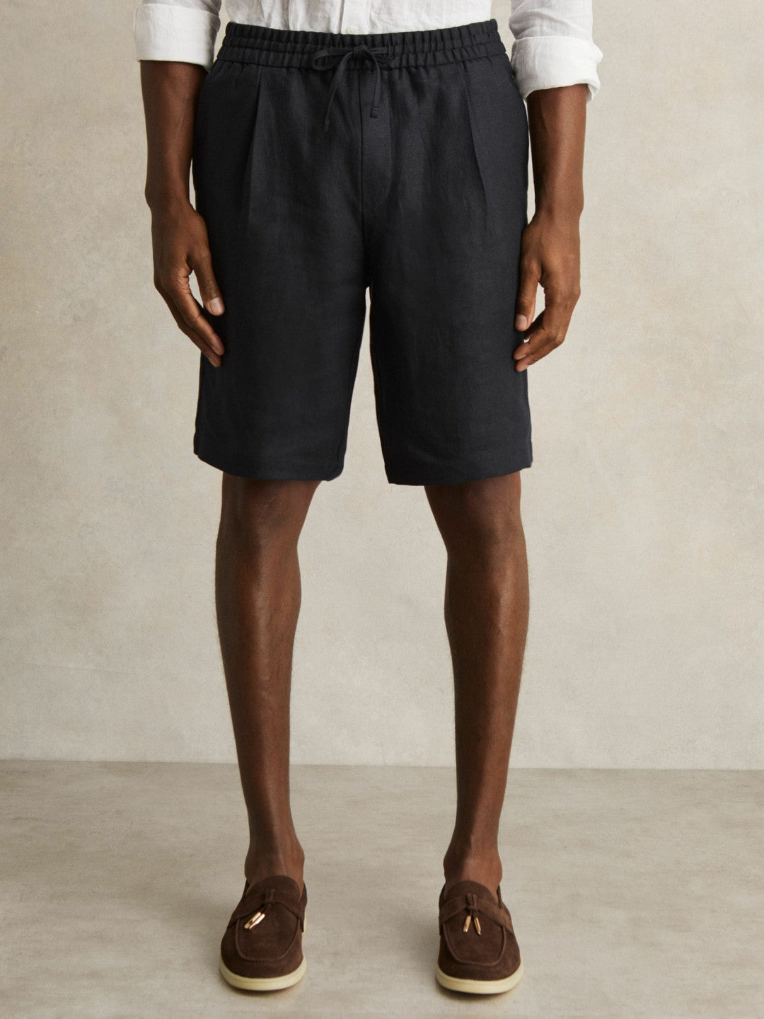Linen Drawstring Shorts Navy | Men