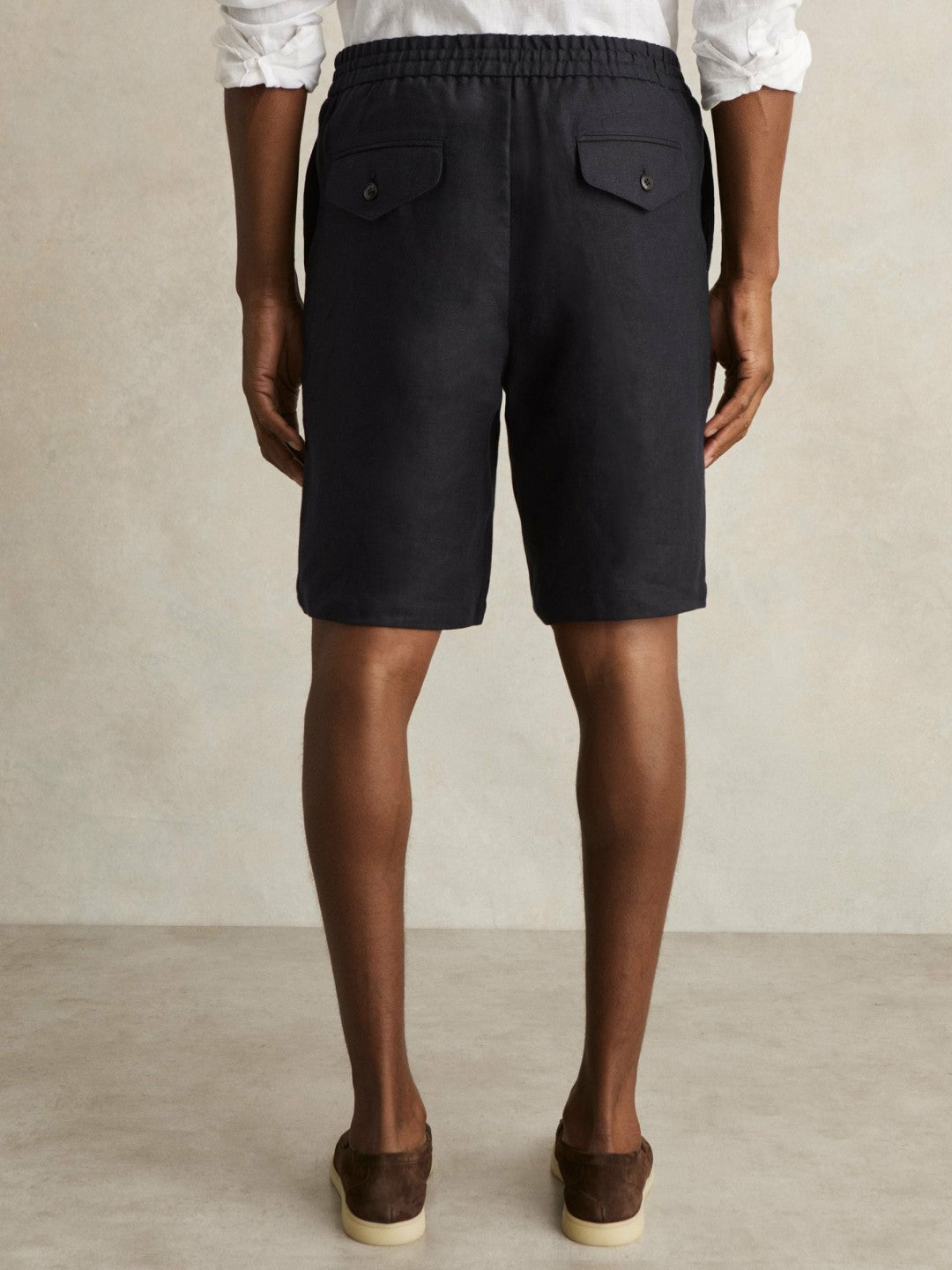 Linen Drawstring Shorts Navy | Men