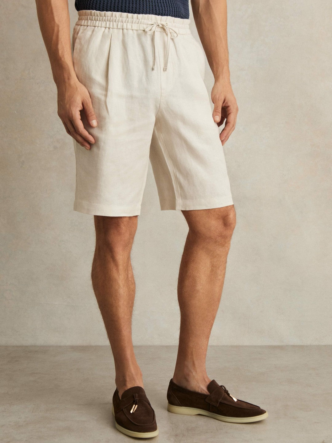 Linen Drawstring Shorts Stone | Men