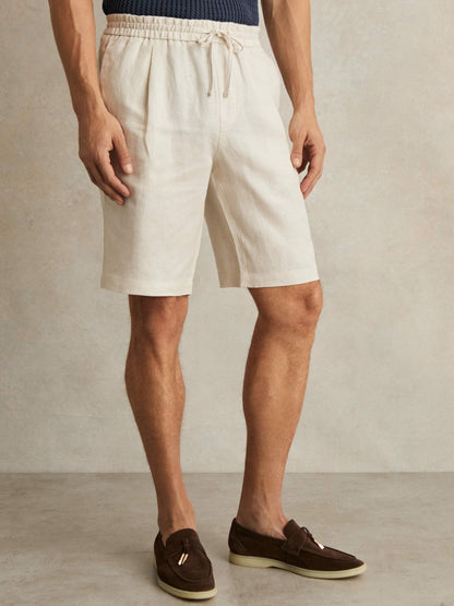Linen Drawstring Shorts Stone | Men