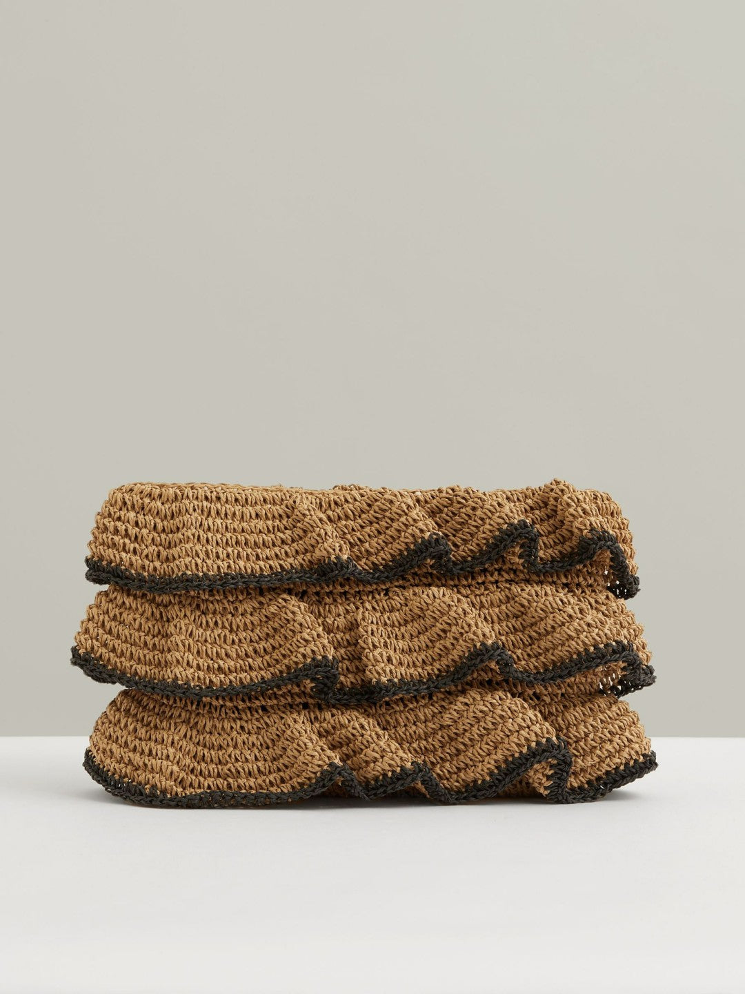 Raffia Ruffle Clutch Bag Natural | Women