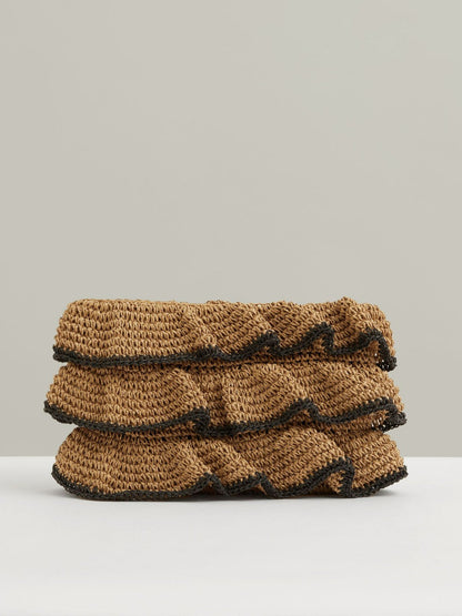 Raffia Ruffle Clutch Bag Natural | Women