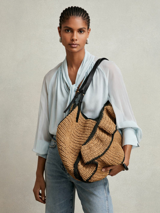 Raffia Ruffle Tote Bag Natural | Women