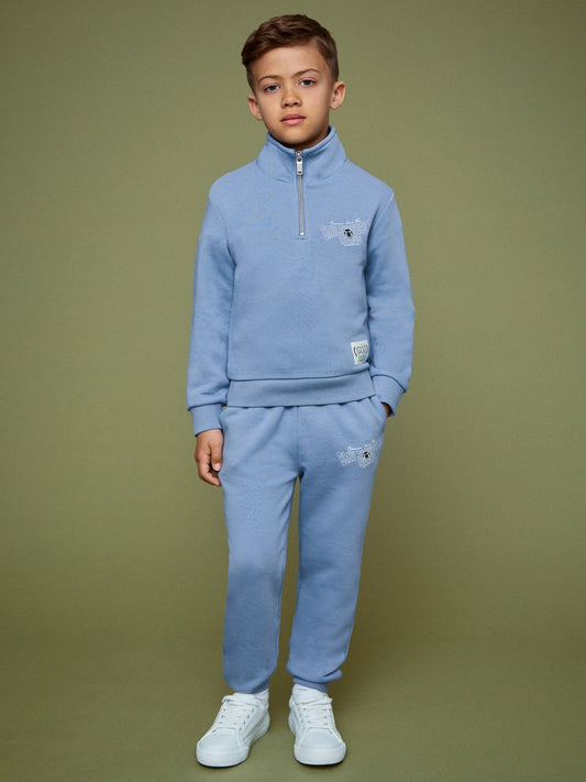 3-9 yrs SmileyWorld Half-Zip Sweatshirt Unisex Fit Blue | Children & Baby