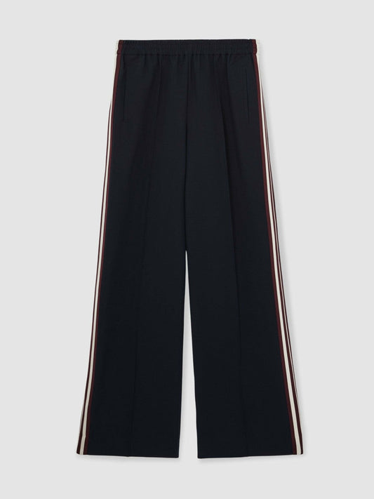 Petite Side-Stripe Wide-Leg Trousers Navy | Women