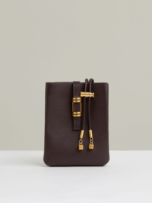 Leather Phone Holder Oxblood | Women