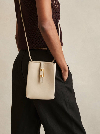 Leather Phone Holder Off White | Women