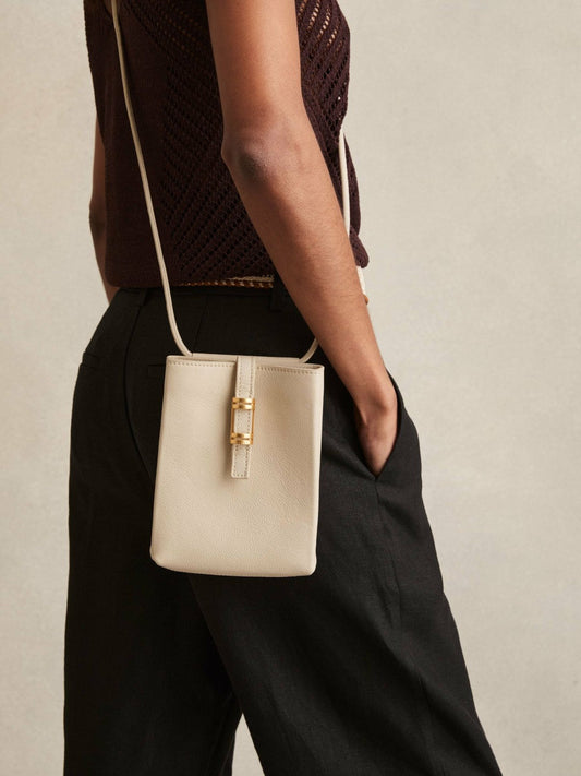 Leather Phone Holder Off White | Women
