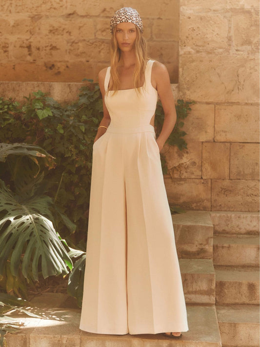 Wide-Leg Cut-Out Jumpsuit Pale Pink | Women