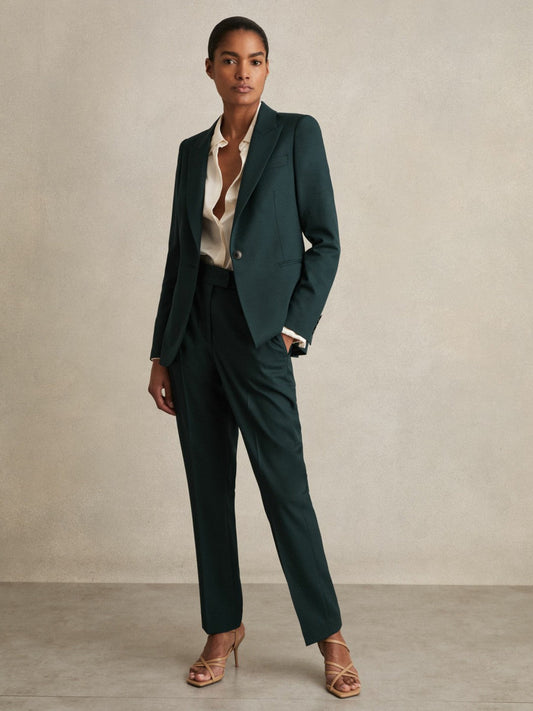 Wool-Blend Slim-Fit Suit Trousers Green | Women