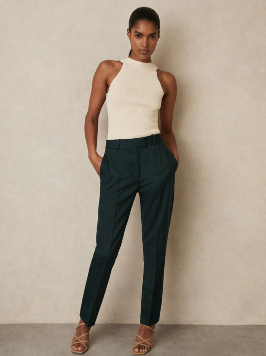 Petite Wool-Blend Slim-Fit Suit Trousers Green | Women