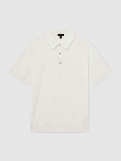 Cotton-Silk Polo Shirt Off White | Men