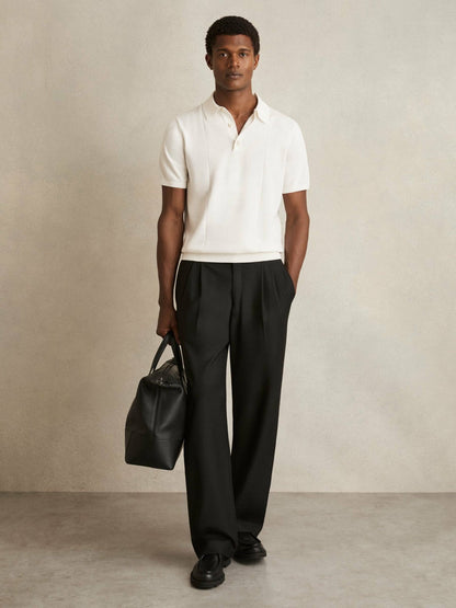 Cotton-Silk Polo Shirt Off White | Men