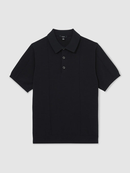 Cotton-Silk Polo Shirt Navy | Men