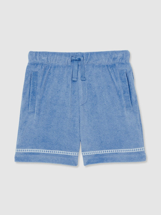 13-14 yrs Towelling Brand-Embroidered Shorts Airforce Blue | Children & Baby
