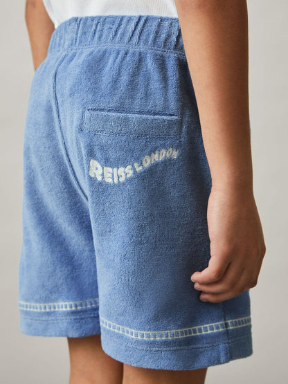 13-14 yrs Towelling Brand-Embroidered Shorts Airforce Blue | Children & Baby