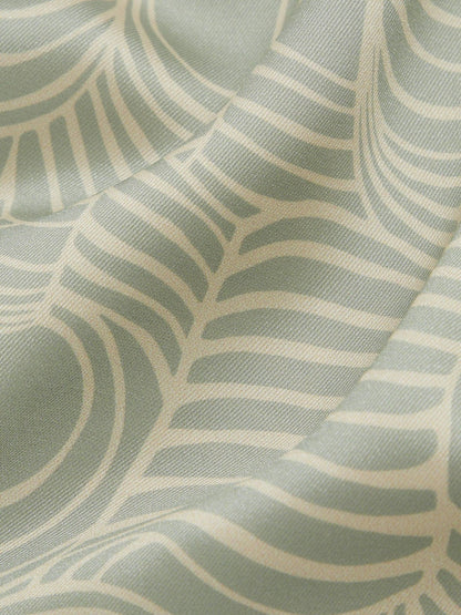 Wave Print Cuban Collar Shirt Sage Green | Men