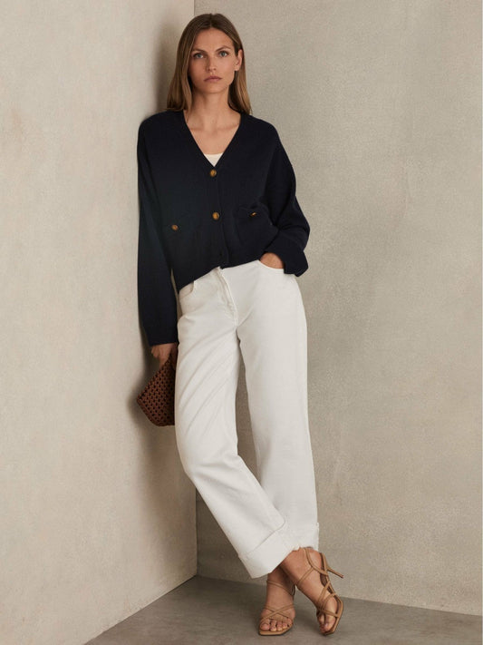 Wool-Cashmere Button Cardigan Navy | Women