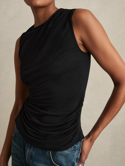 Stretch-Modal Ruched Vest Black | Women