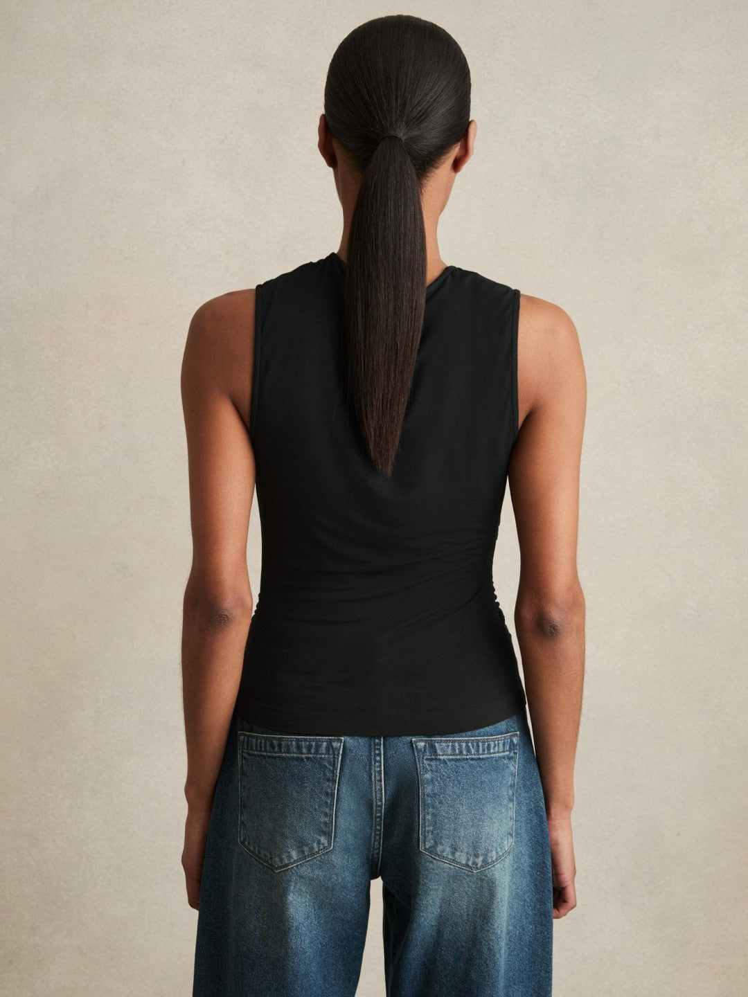 Stretch-Modal Ruched Vest Black | Women