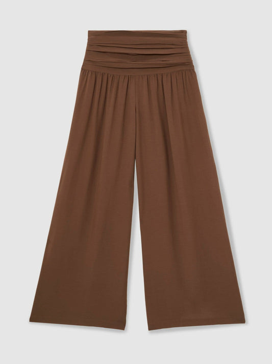 Lyocell Blend Wide Leg Trousers Brown | Women