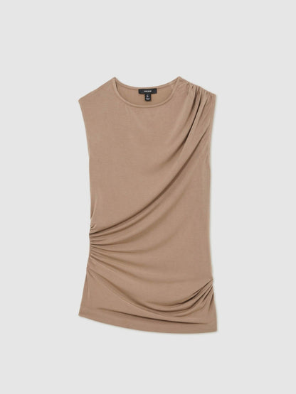 Stretch-Modal Ruched Vest Mocha Brown | Women