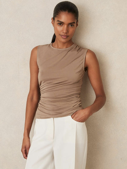 Stretch-Modal Ruched Vest Mocha Brown | Women