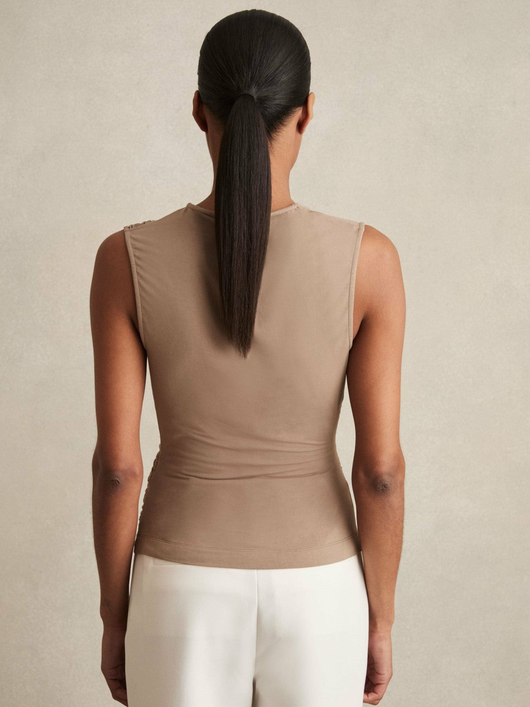 Stretch-Modal Ruched Vest Mocha Brown | Women