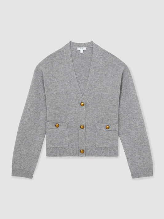 Wool-Cashmere Button Cardigan Silver Grey | Women