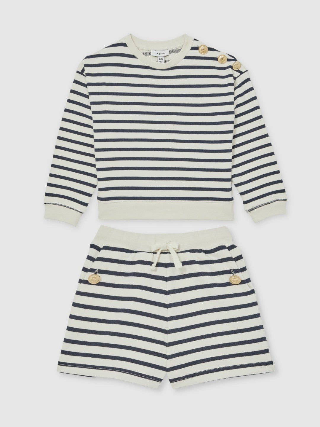 3-9 yrs Stripe Sweatshirt and Shorts Set Cotton-Blend Navy/Ivory | Children & Baby