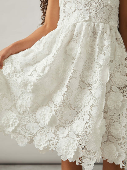 9-13 yrs Guipure-Lace Midi Dress Ivory | Children & Baby