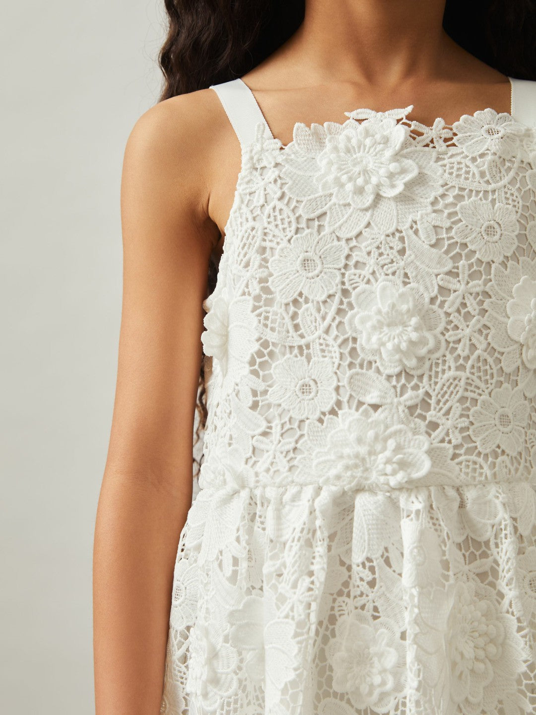 9-13 yrs Guipure-Lace Midi Dress Ivory | Children & Baby
