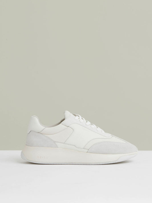 Bonded-Leather Suede Running Trainers White | Men