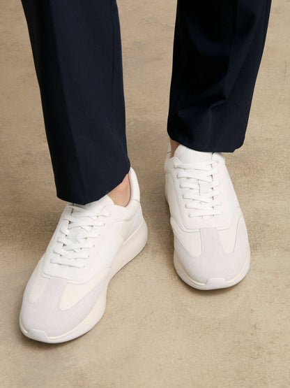 Bonded-Leather Suede Running Trainers White | Men