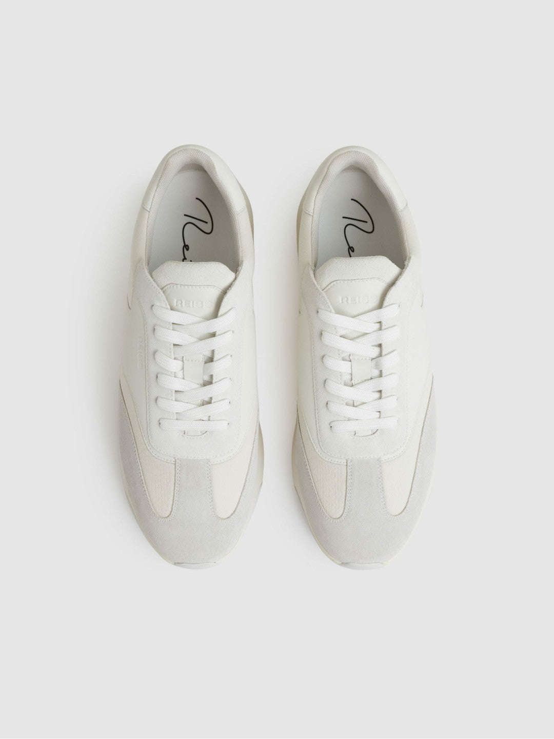 Bonded-Leather Suede Running Trainers White | Men