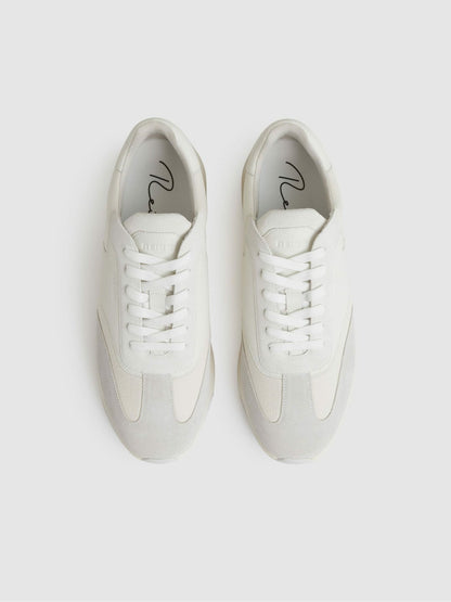 Bonded-Leather Suede Running Trainers White | Men