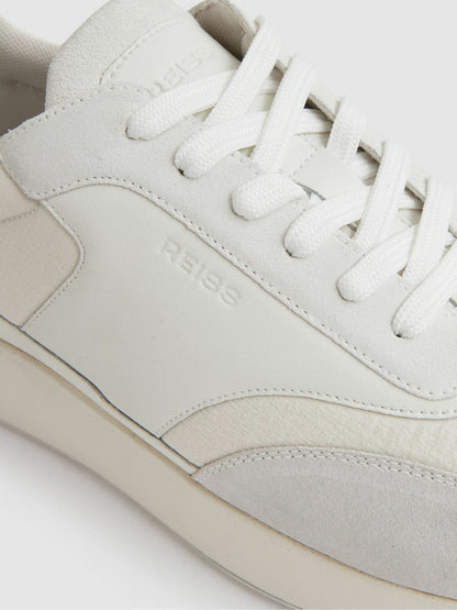 Bonded-Leather Suede Running Trainers White | Men