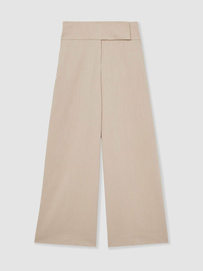 Petite Lyocell-Linen Wide-Leg Trousers Neutral | Women