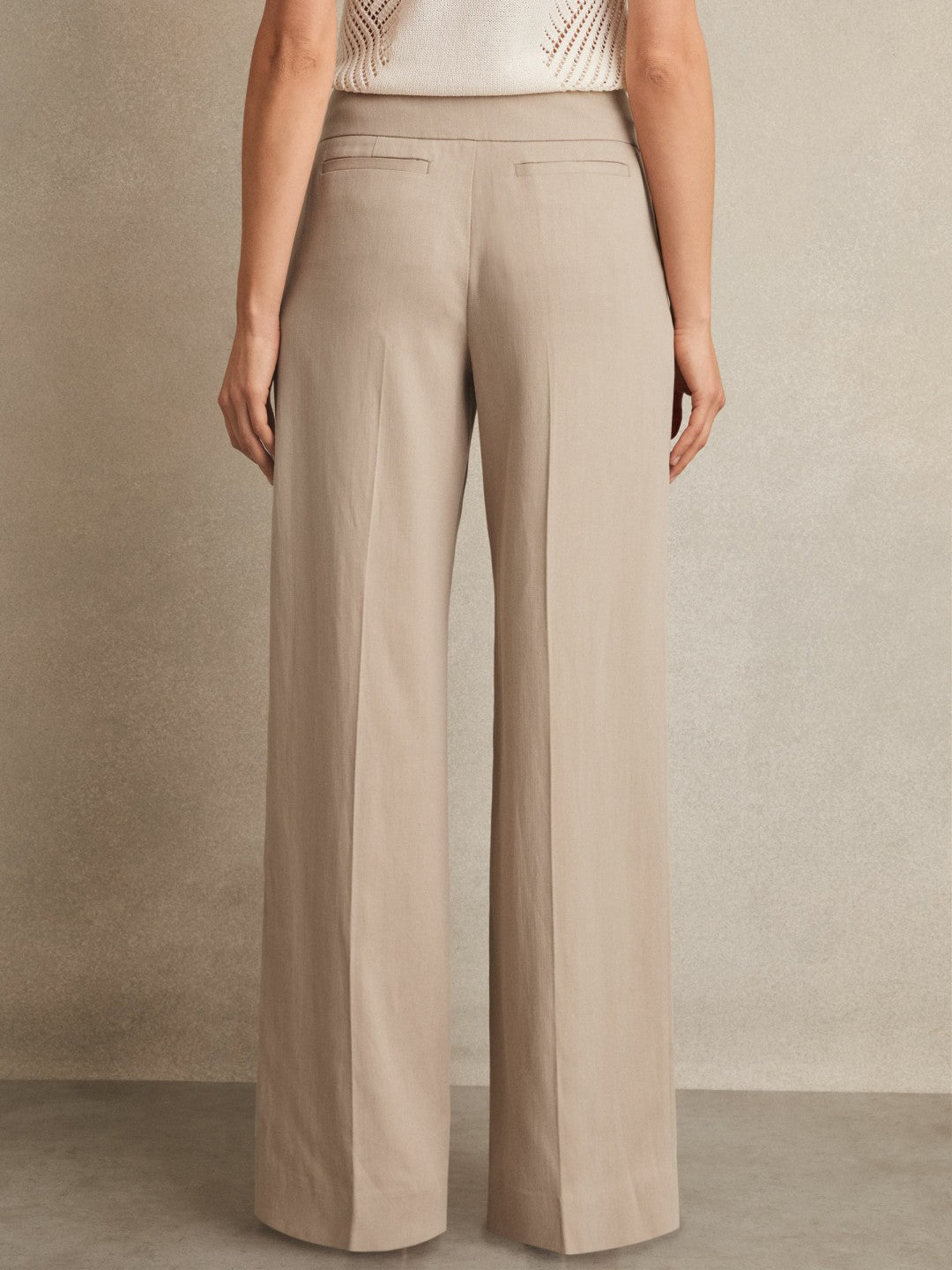Petite Lyocell-Linen Wide-Leg Trousers Neutral | Women