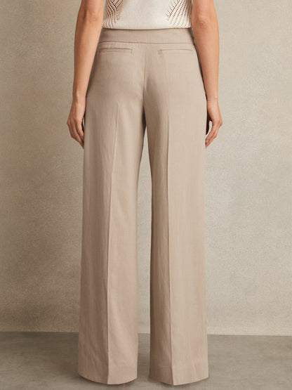 Petite Lyocell-Linen Wide-Leg Trousers Neutral | Women