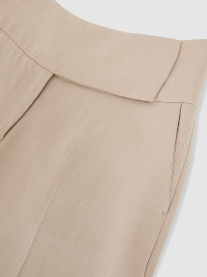 Petite Lyocell-Linen Wide-Leg Trousers Neutral | Women