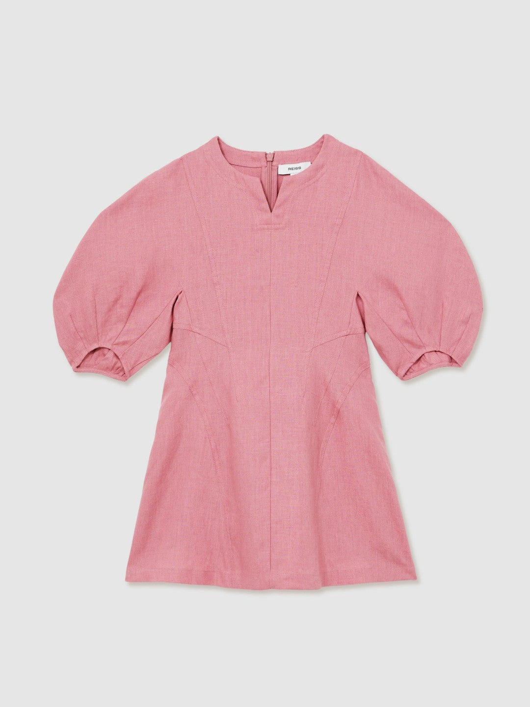 13-14 yrs Linen Balloon-Sleeve Dress Pink | Children & Baby