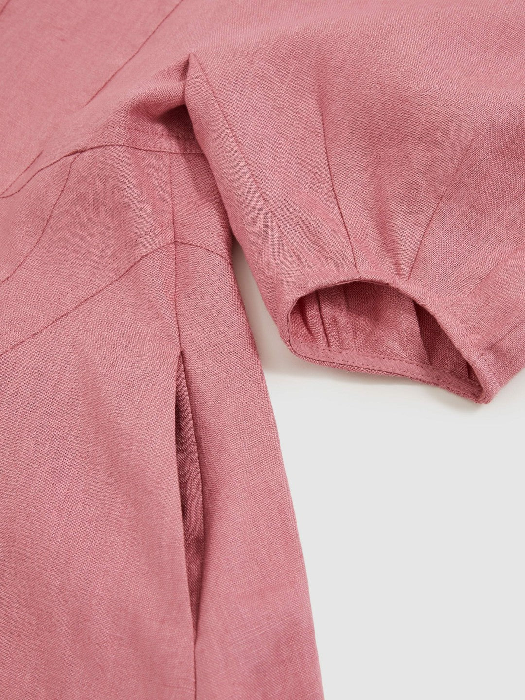 13-14 yrs Linen Balloon-Sleeve Dress Pink | Children & Baby