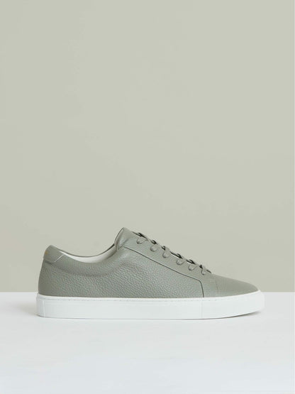 Tumbled-Leather Low-Top Trainers Mint Green | Men