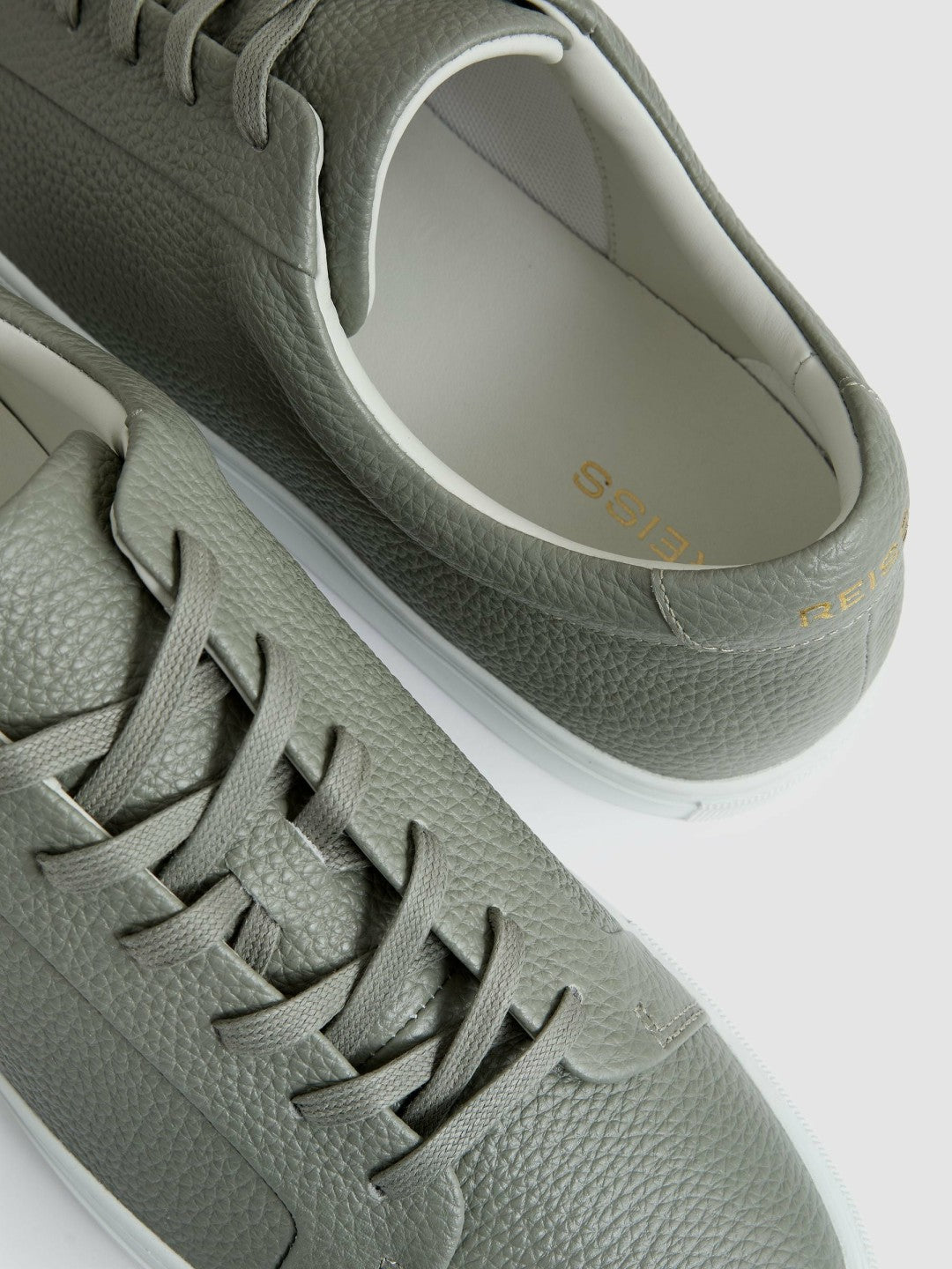 Tumbled-Leather Low-Top Trainers Mint Green | Men