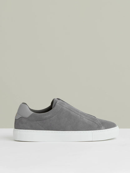 Suede Slip-On Elasticated Trainers Grey | Men