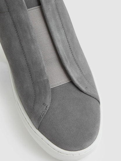 Suede Slip-On Elasticated Trainers Grey | Men