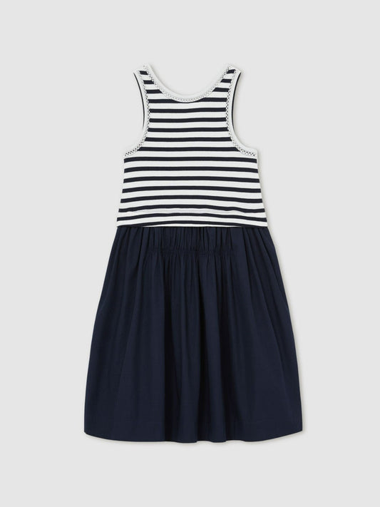 9-13 yrs Cotton Layered Sleeveless Midi Dress Navy | Children & Baby